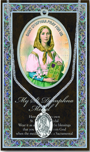St. Dymphna Necklace & Chain with Picture Folder
