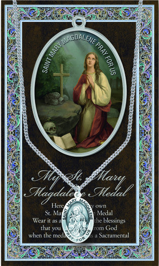 St. Mary Magdalene Necklace & Chain with Picture Folder