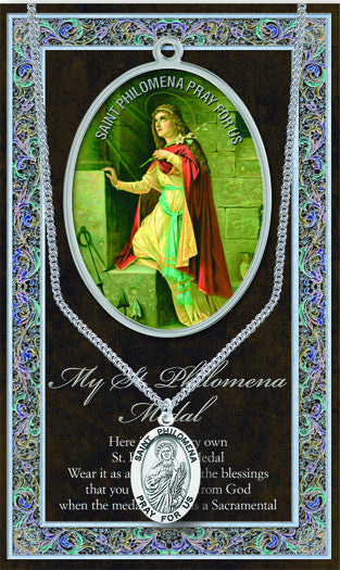 St. Philomena Necklace & Chain with Picture Folder