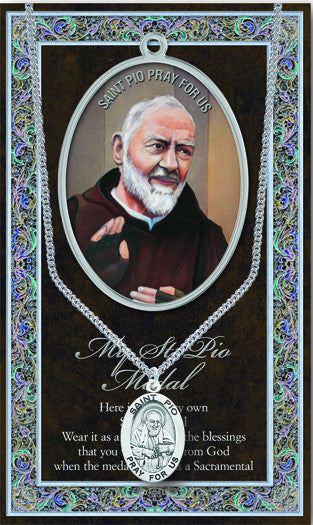 St. Pio  Necklace & Chain with Picture Folder