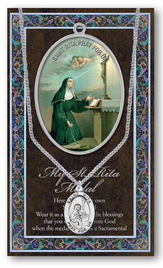 St. Rita Necklace & Chain with Picture Folder