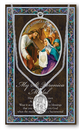 St. Veronica Necklace & Chain with Picture Folder