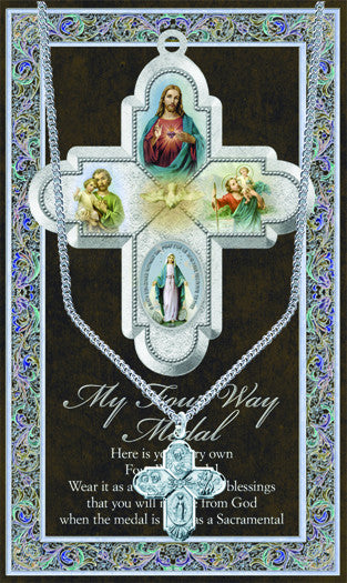 4 Way Scapular Necklace & Chain with Picture Folder