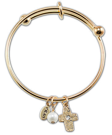 Gold First Communion Cross Bangle