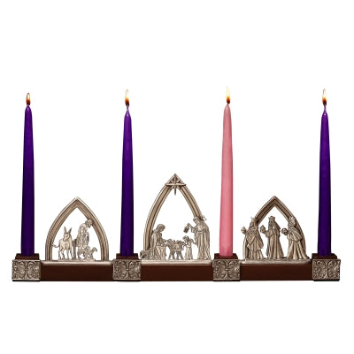 Nativity Advent Wreath with Purple & Pink Candles