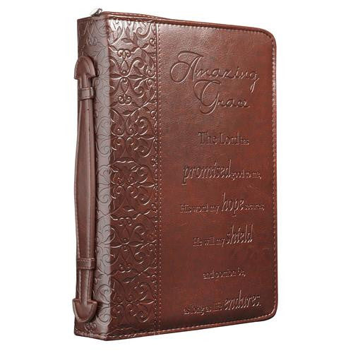 Amazing Grace Bible Cover in Brown Large