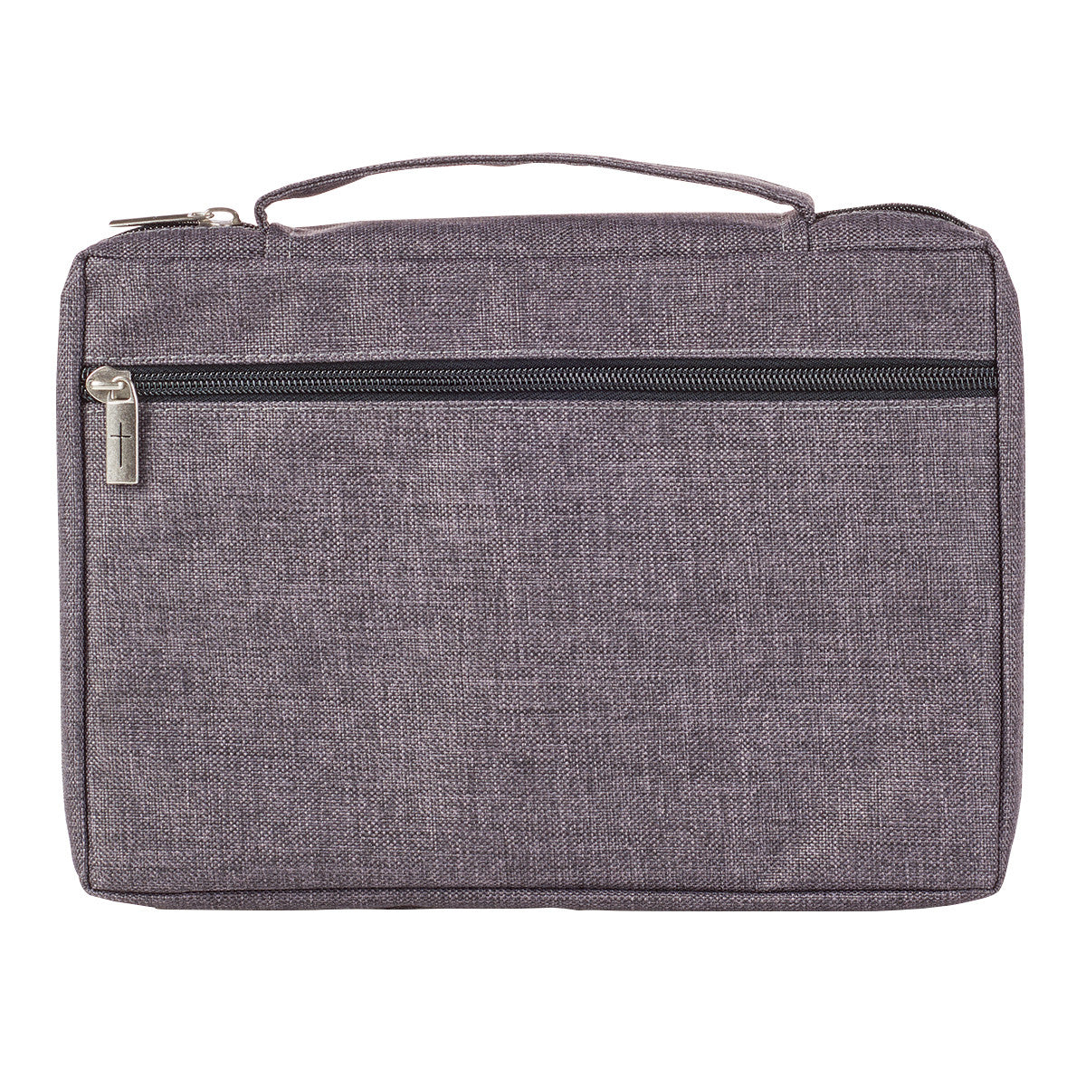 Gray Poly-canvas Bible Cover with Ichthus Fish Badge