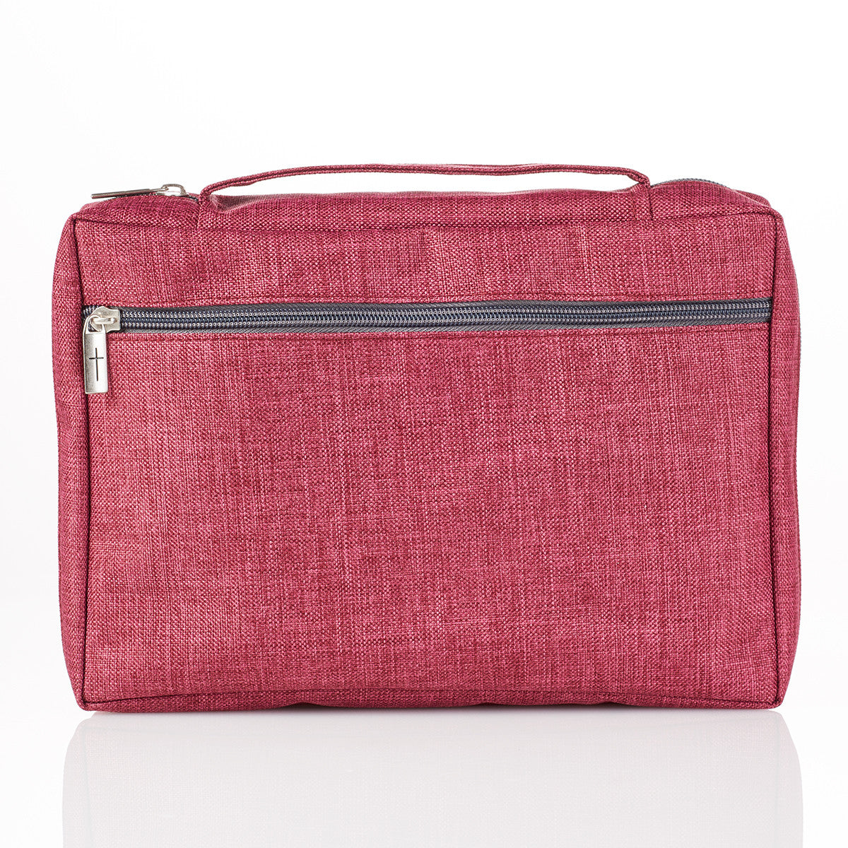 Poly-Canvas Bible Cover with Fish Badge-in Burgundy