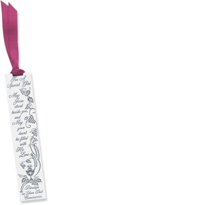 For A Special Girl Communion Bookmark W/Burgundy Ribbon Carded