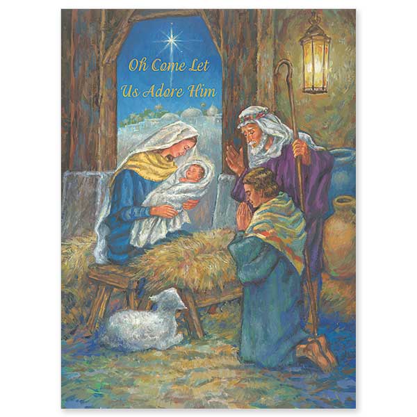 Oh Come Let Us Adore Him: Spirit of Christmas Card
