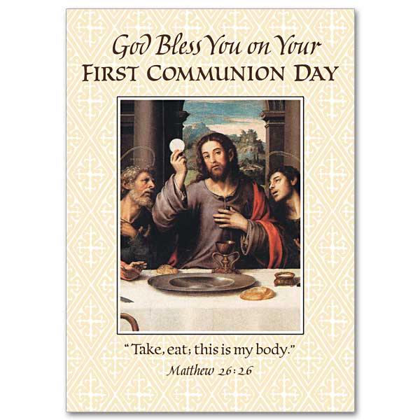 God Bless You on Your First Communion Day  First Communion Card