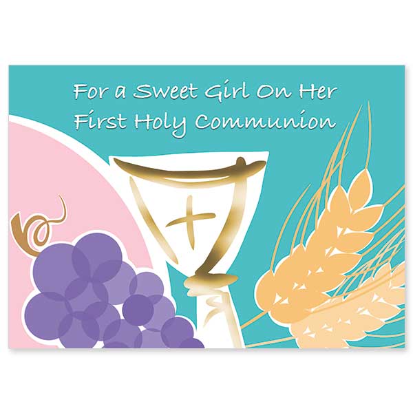 For a Sweet Girl on Her First Holy Communion New First Communion Card for Girl