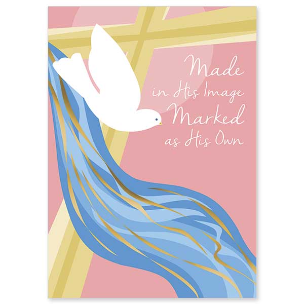 Made in His Image New Baptism Card to Parents of Baby Girl