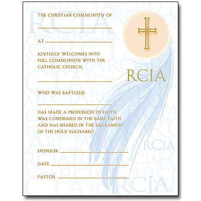 Rite of Christian Initiation Certificate