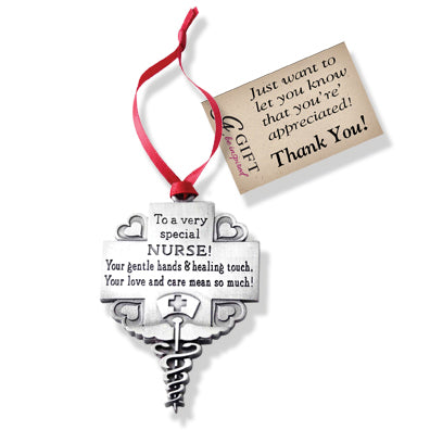 Nurse Message Ornament with Red Ribbon & Hang Tag