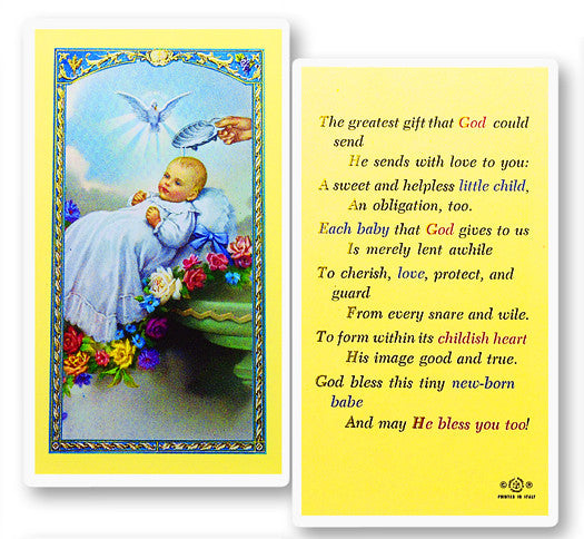 Baby's Baptismal Holy Card