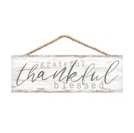 Grateful Thankful Blessed - Hanging Sign
