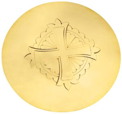 Paten, Gold Plated, Cross