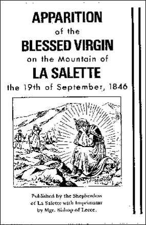 Apparition on the Blessed Virgin Mary on the Mountain of La Salette