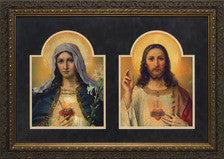 Antique Sacred & Immaculate Hearts 10 x 15"