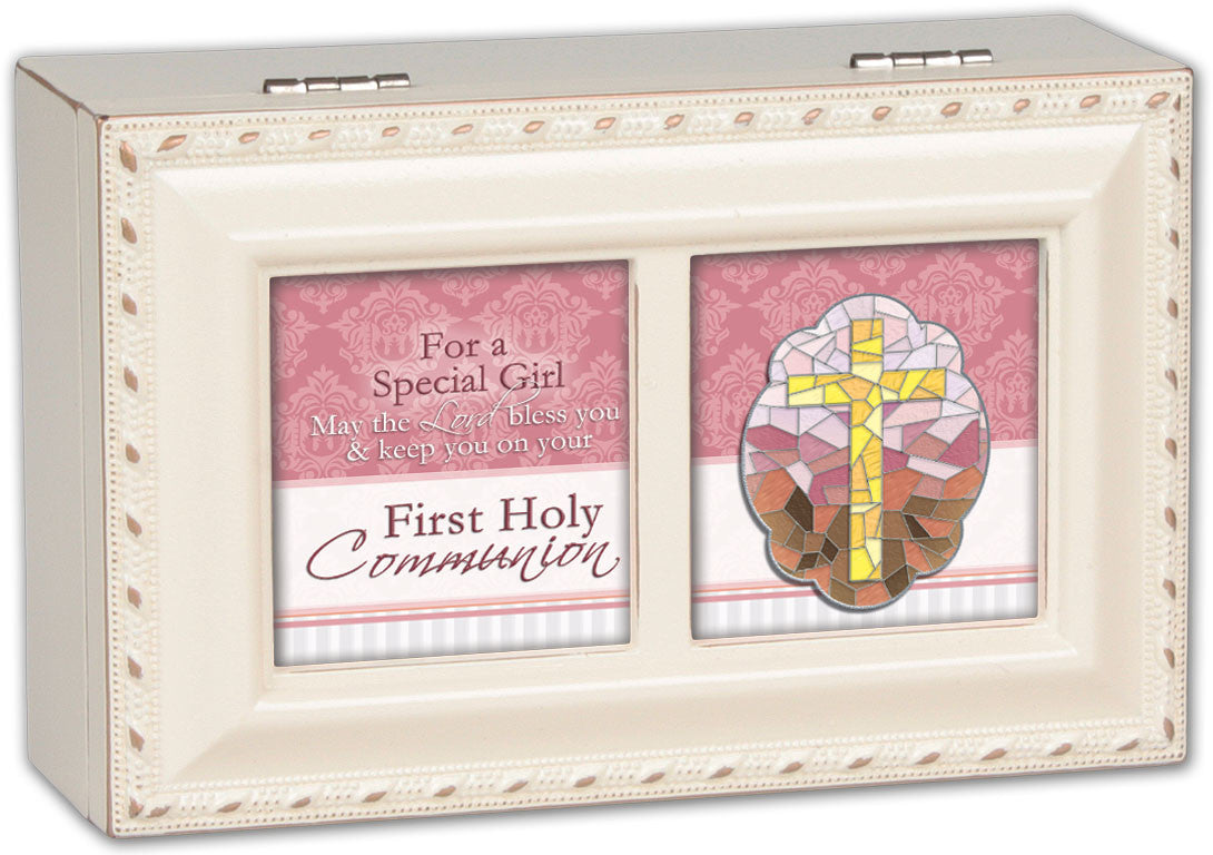 First Communion White Keepsake Music Box - Girl