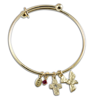 Gold Cross & Dove Confirmation Bangle