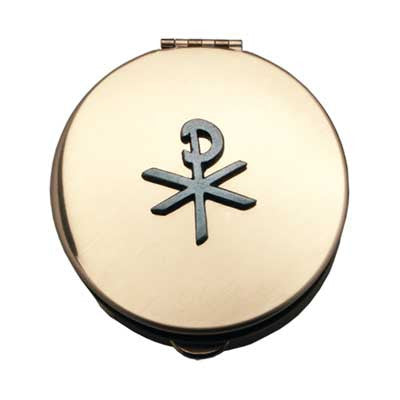 Size 1 Chi-Rho Gold Stamped Pyx W/Pewter Motif