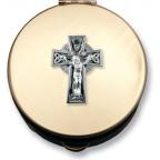 Size 1 Trinity Cross W/Corpus Gold Stamped Pyx/Pewter Motif/Emerald Crystal