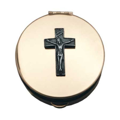 Size 1 Crucifix Gold Stamped Pyx W/Pewter Motif Individually Bagged