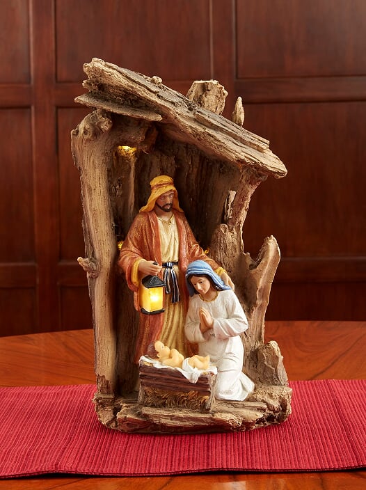 Lighted Holy Family Nativity