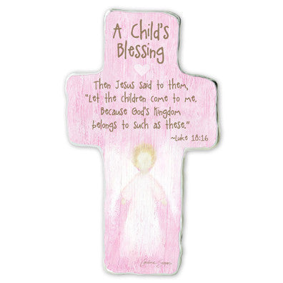 A Child's Blessing: Jesus Said To Them Cross Plaque Tissue Wrapped & Boxed
