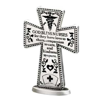 3 In God Bless Nurses Standing Message Cross Gift Boxed