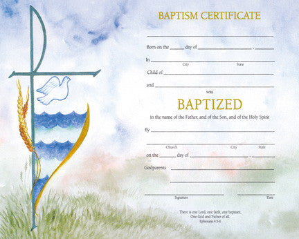 Baptism Certificate Watercolor