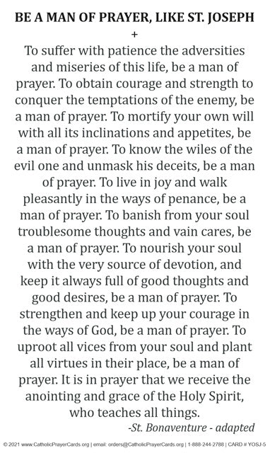 Year of St. Joseph Be a Man of Prayer