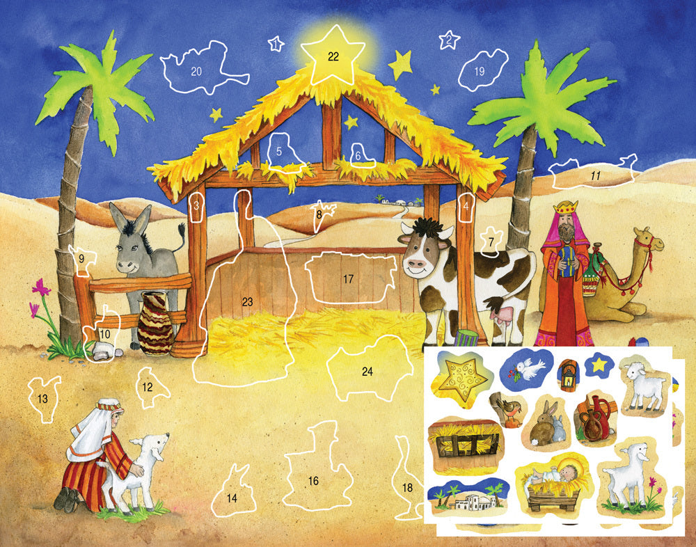 Starlit Stable Sticker Advent Calendar (14"x11")