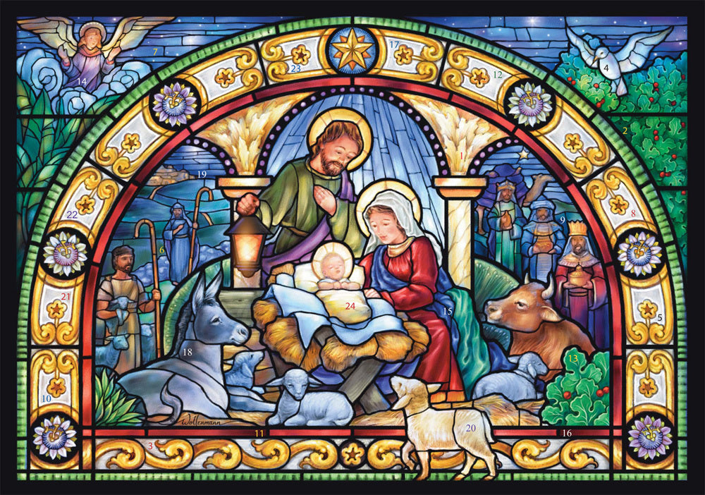 Stained Glass Holy Night - Medium Advent Calendar (8.25 x 11.75)