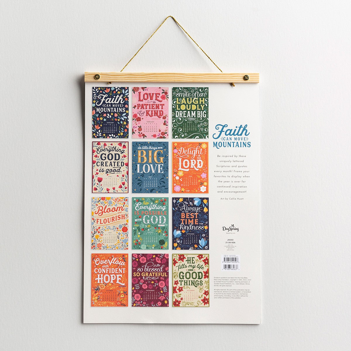 Wood Strip Calendar-2020-Faith Moves Mountains (12 x 17)