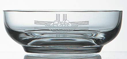 Bowl Paten, Crystal, bread/cross design