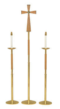 Processional Cross, Brass/Oak Combination