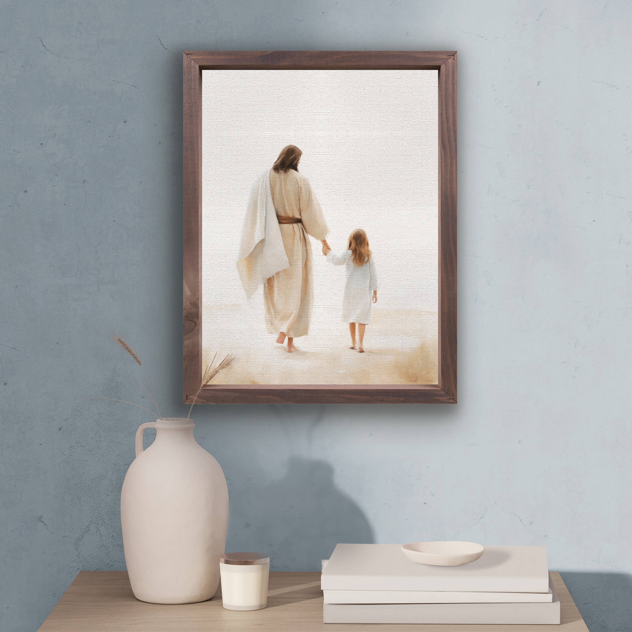 Jesus Walking With Child Framed Art