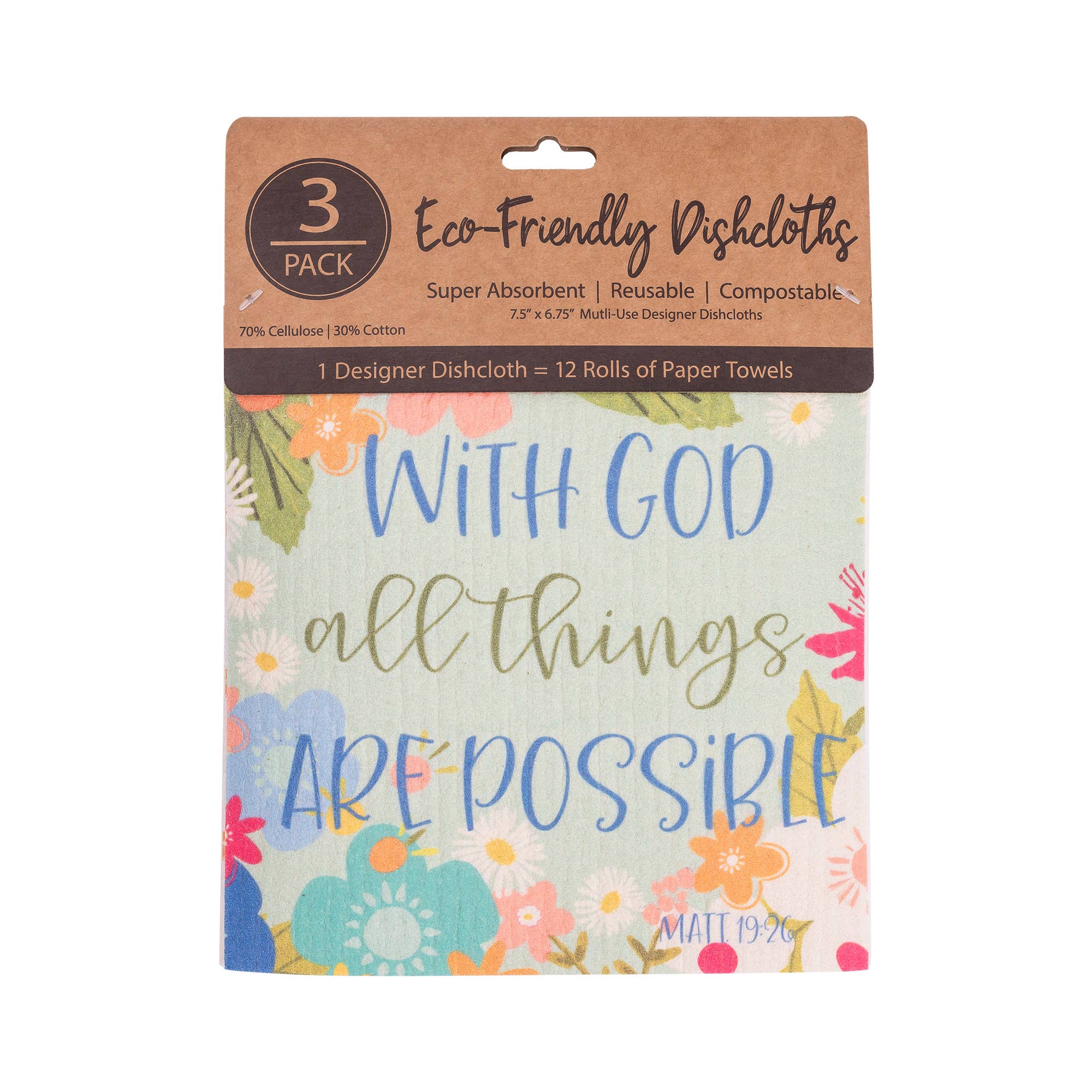 ECO Friendly Dishcloth Set: All Things, Matt 19:26