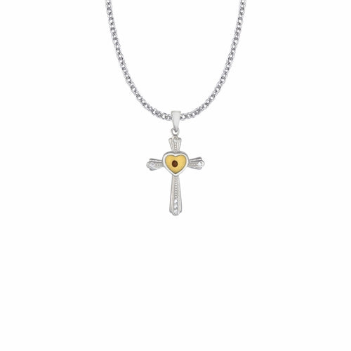 1-1/16" Sterling Silver Mustard Seed Heart & Cross
