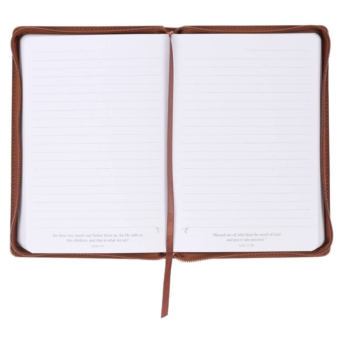 Journal Classic Zip Brown Strong & Courageous Josh. 1:9