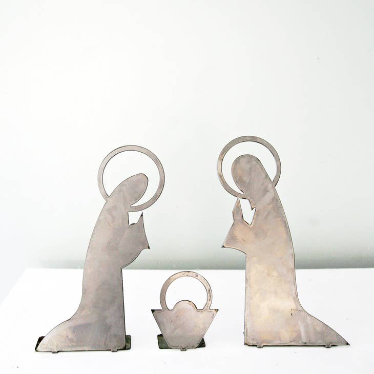 Halo Nativity Set - 3 Piece - Birth of Christ Scene Standing Christmas Decor