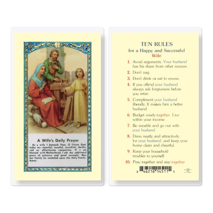 A Wife's Daily Prayer Holy Card