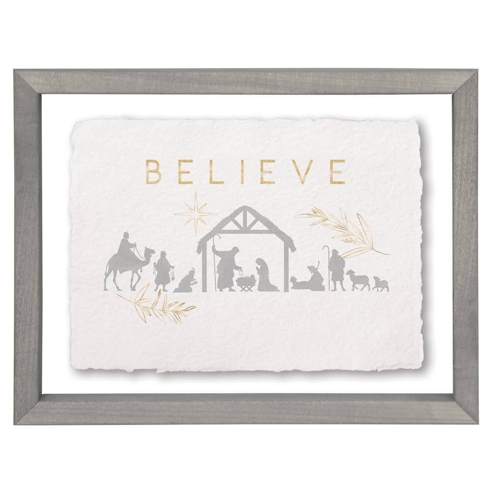 Floating Art Rectangle - Believe Nativity