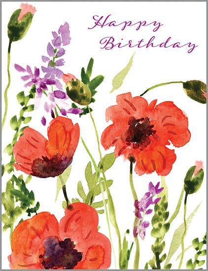 With Scripture Birthday Greeting Card - Wild Poppies