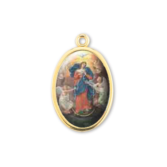Our Lady Untier of Knots Gold Finish Picture Medal 1"