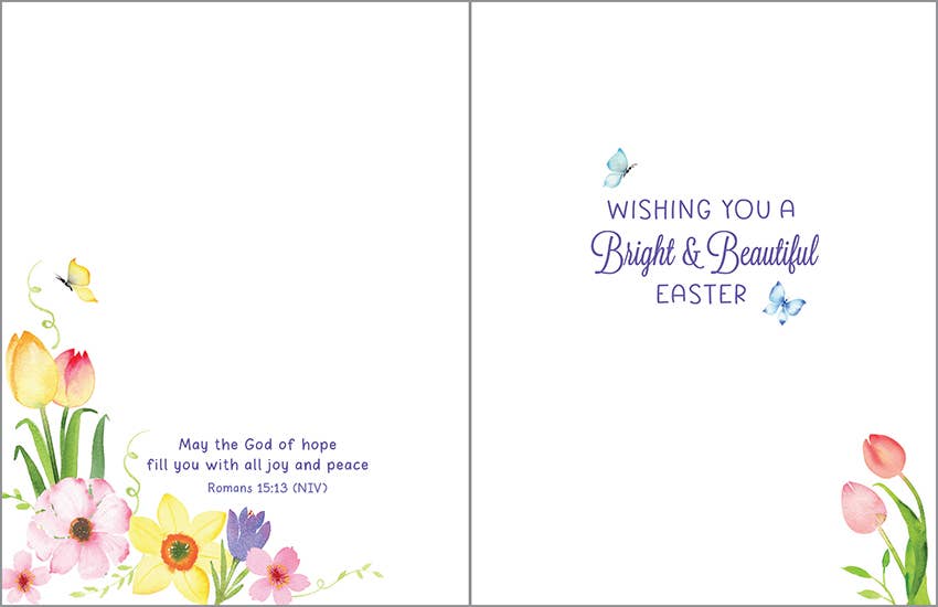 With Scripture Easter Greeting Card - Spring Flower Wreath