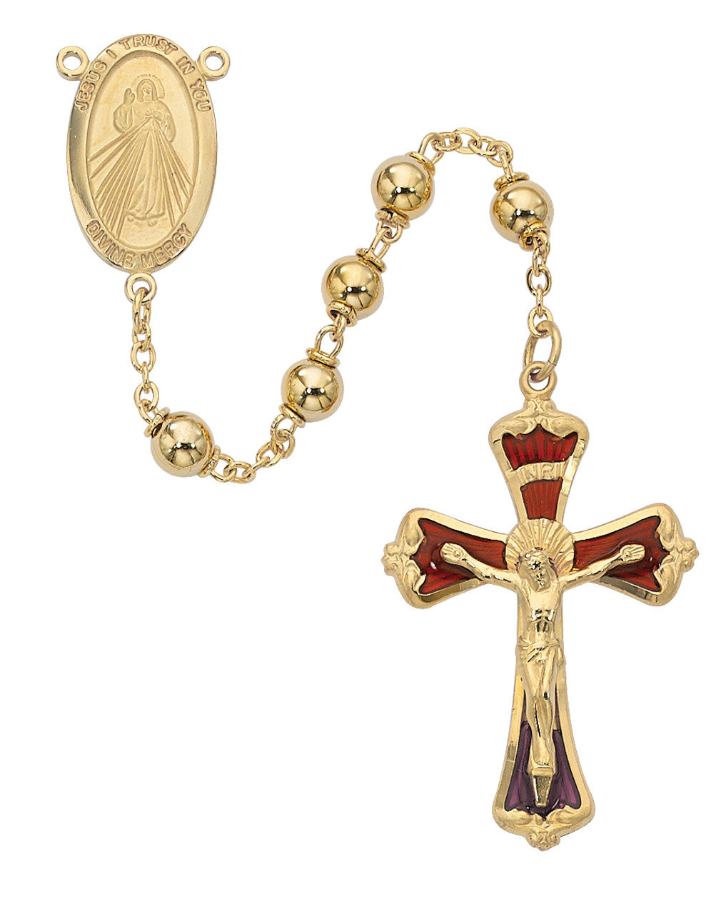 Gold Plated 6mm Divine Mercy Rosary